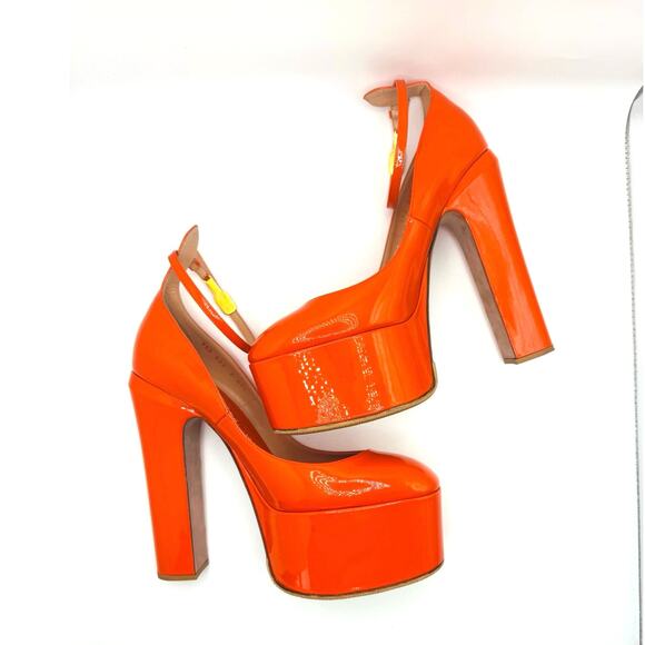 VALENTINO GARAVANI patent leather Tan-go Platform Pump In Titian IT 41.5 - Picture 13 of 16